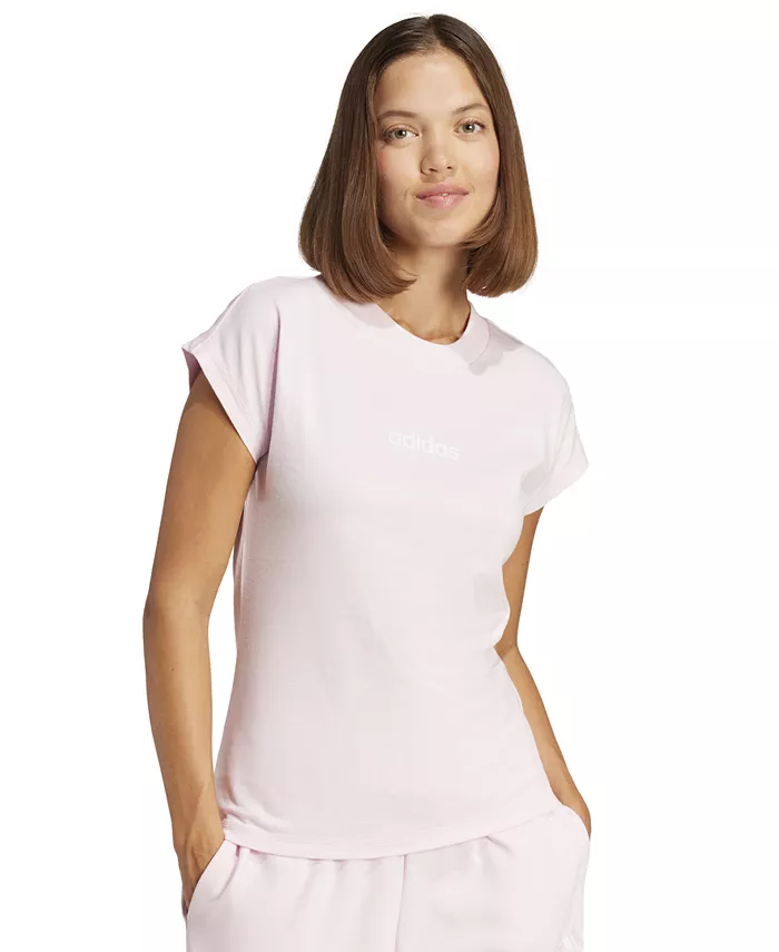 

Женская хлопковая футболка Essentials Linear adidas, розовый