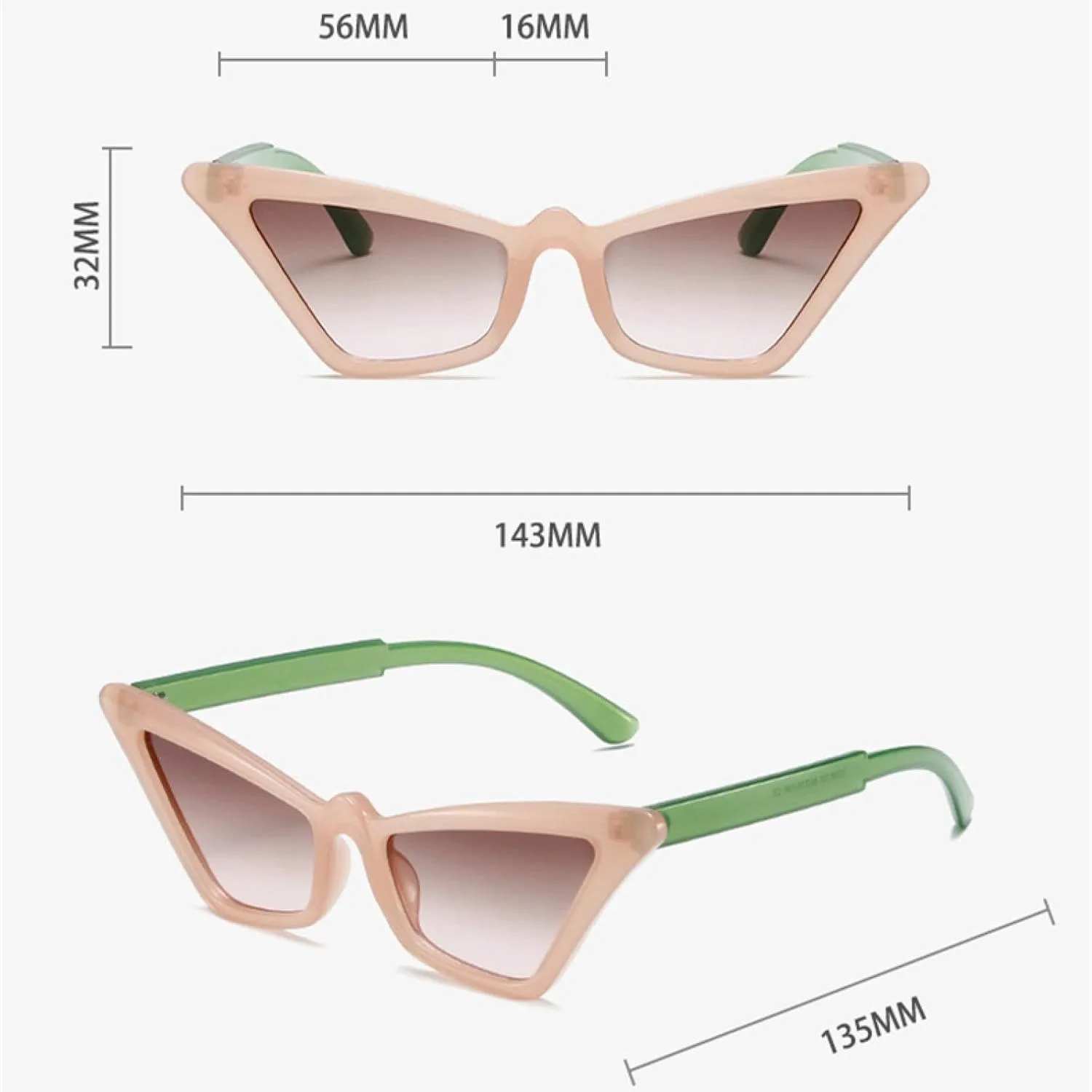 

Солнцезащитные очки «кошачий глаз» для женщин и мужчин, популярные, с градиентным затемнением, защитой от УФ-излучения UV400, в стиле панк UATXTAU, Lightbrown-brown