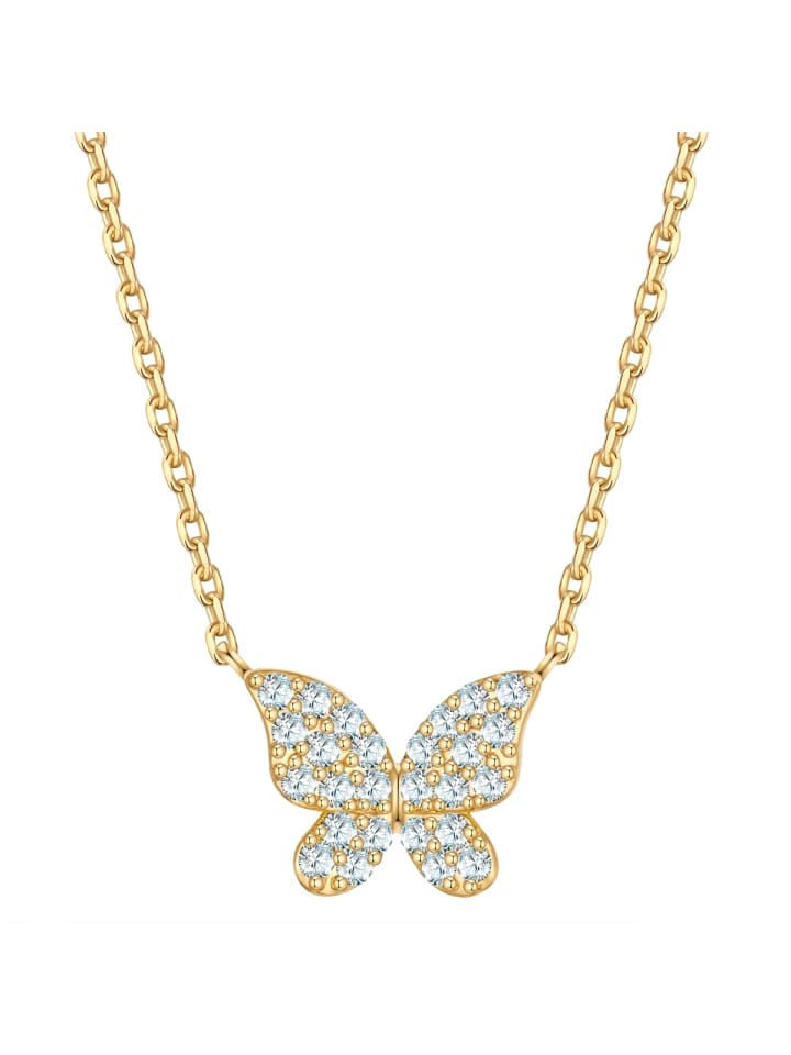 

Yokoamii Колье в виде бабочки из латуни с кубическим цирконием в оправе из желтого золота