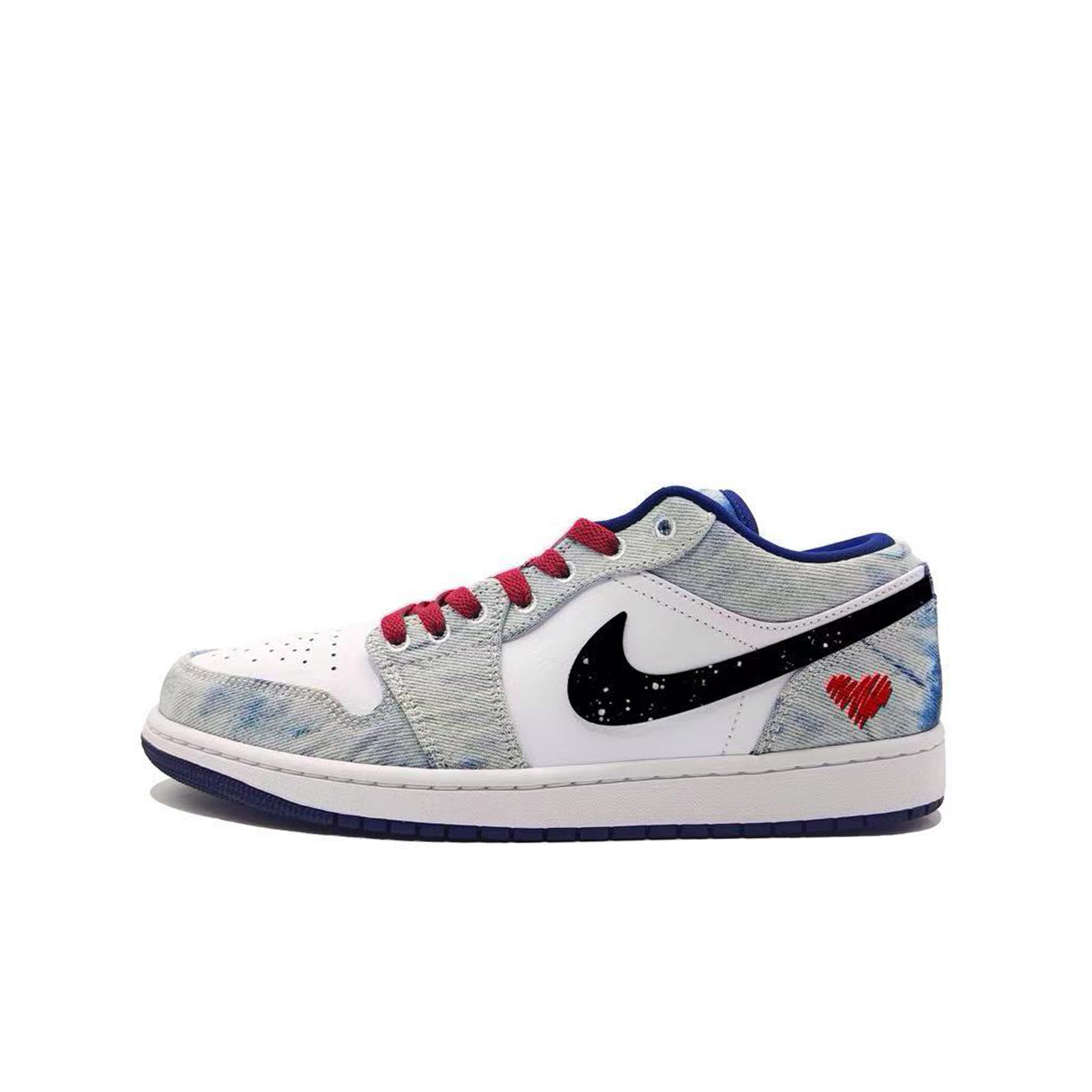 

Jordan Баскетбольные кроссовки Air 1 Heart To Heart с низким верхом, износостойкие, винтажные, мужские, цвет белый, синий