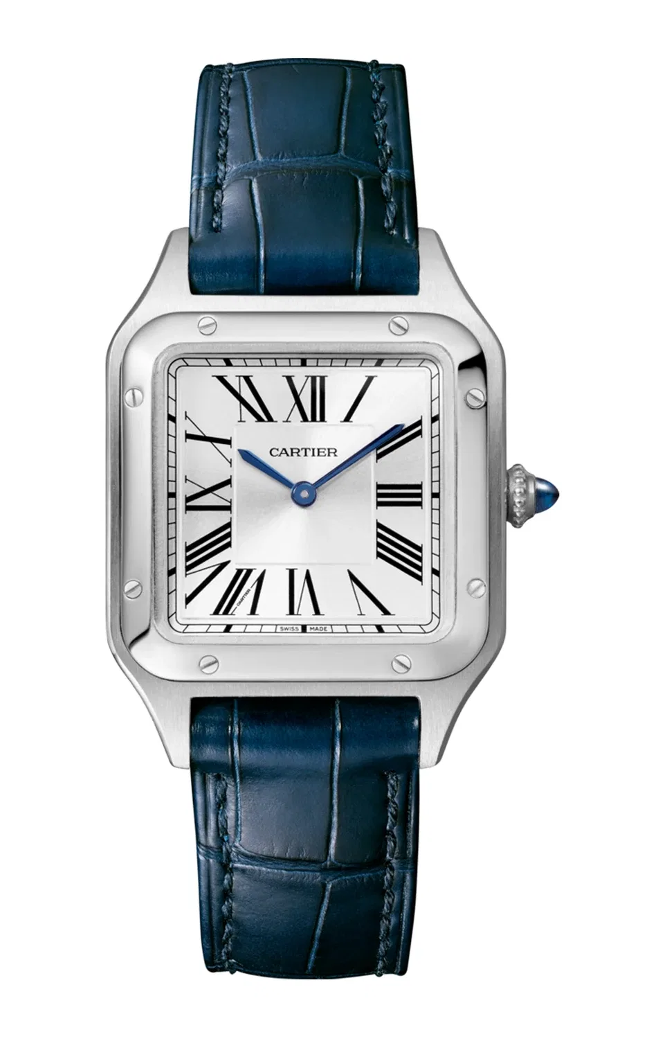 SANTOS DUMONT МОДЕЛЬ МАЛЕНЬКАЯ, СТАЛЬ, КОЖА АЛЛИГАТОРА - WSSA0023 - WSSA0023 CARTIER, черный