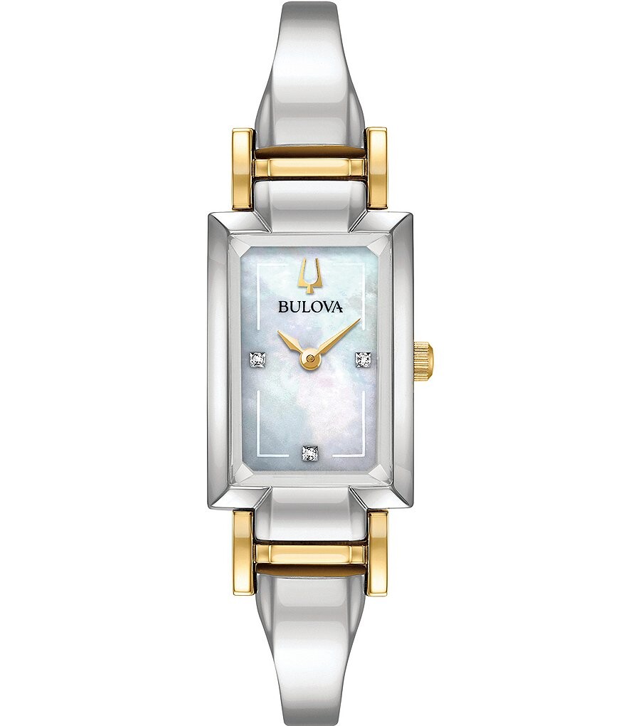 

Bulova Женские классические кварцевые аналоговые двухцветные часы-браслет из нержавеющей стали, мультиколор