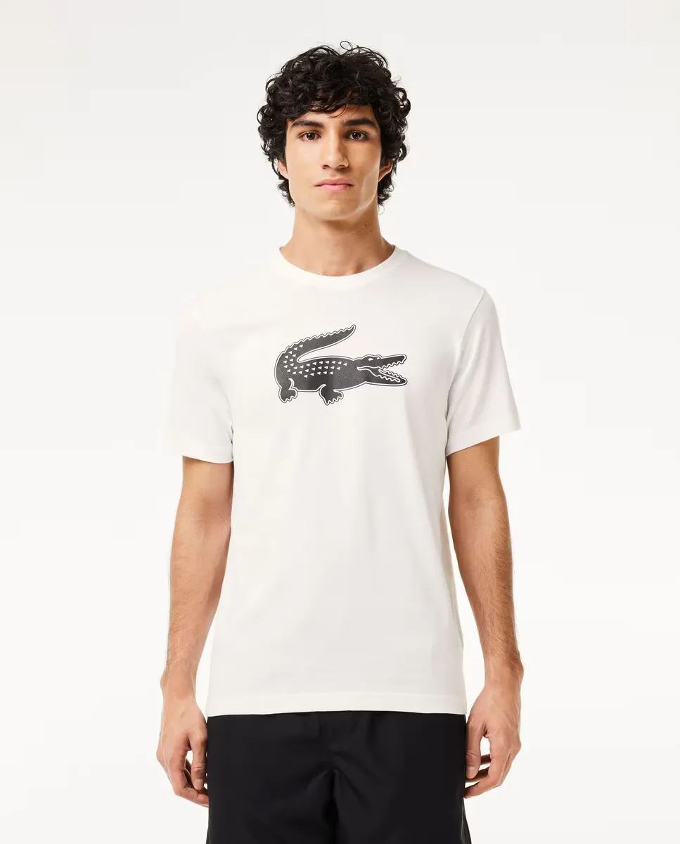 

Мужская футболка из дышащего трикотажа с 3D-принтом крокодила и коротким рукавом Lacoste, белый