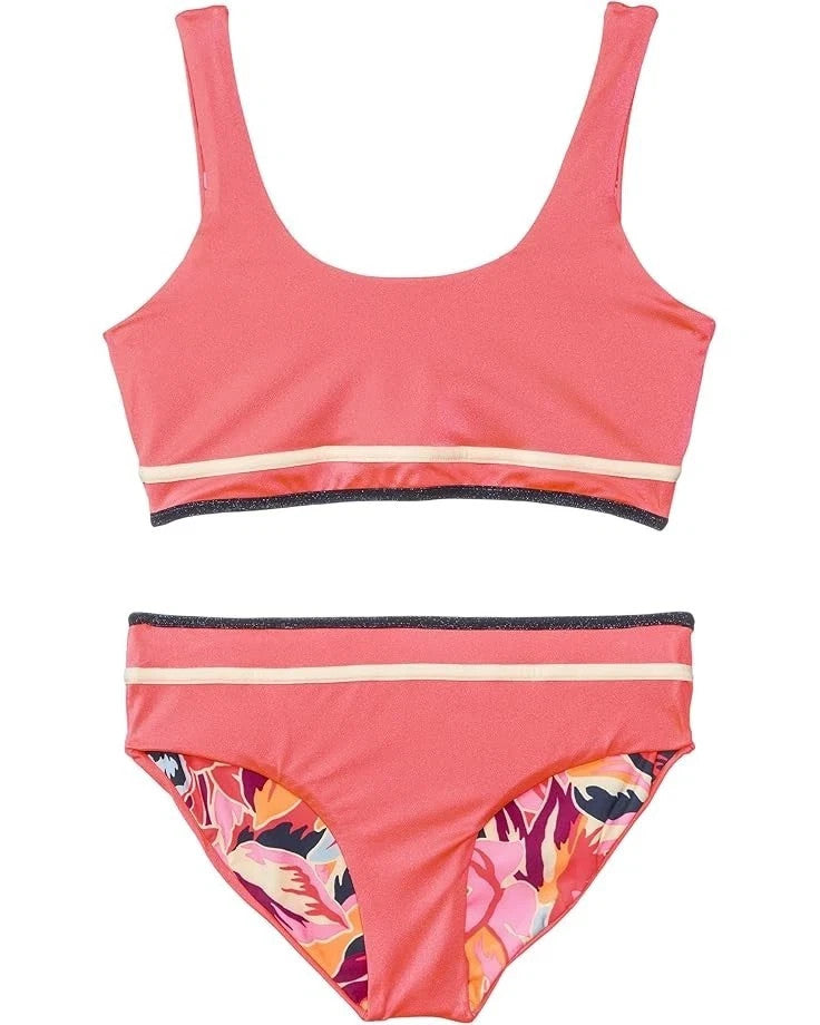 

Детский купальник Maaji Retro Swim Set вишневого цвета с эластичным вырезом-лодочкой, пляжный стиль RED366