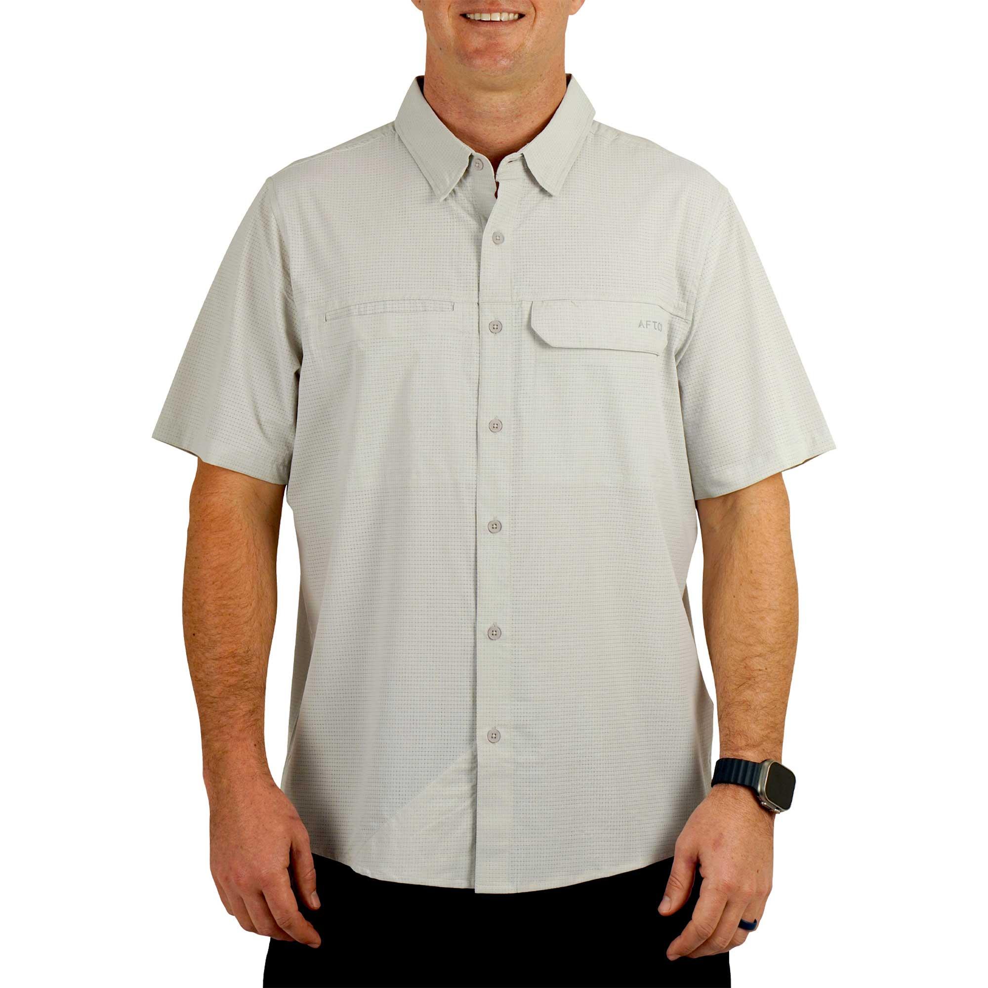 

Мужская рубашка с короткими рукавами и сетчатым верхом из материала Air-O Mesh на пуговицах AFTCO, Harbor Gray