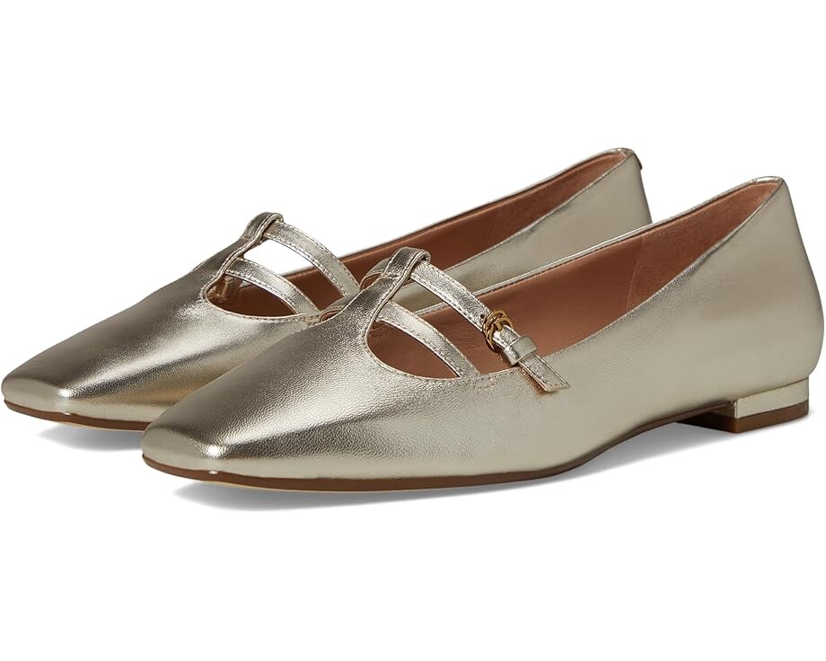 Туфли на плоской подошве Cole Haan Brigid T-Strap Ballet Flat, цвет Soft Gold Leather