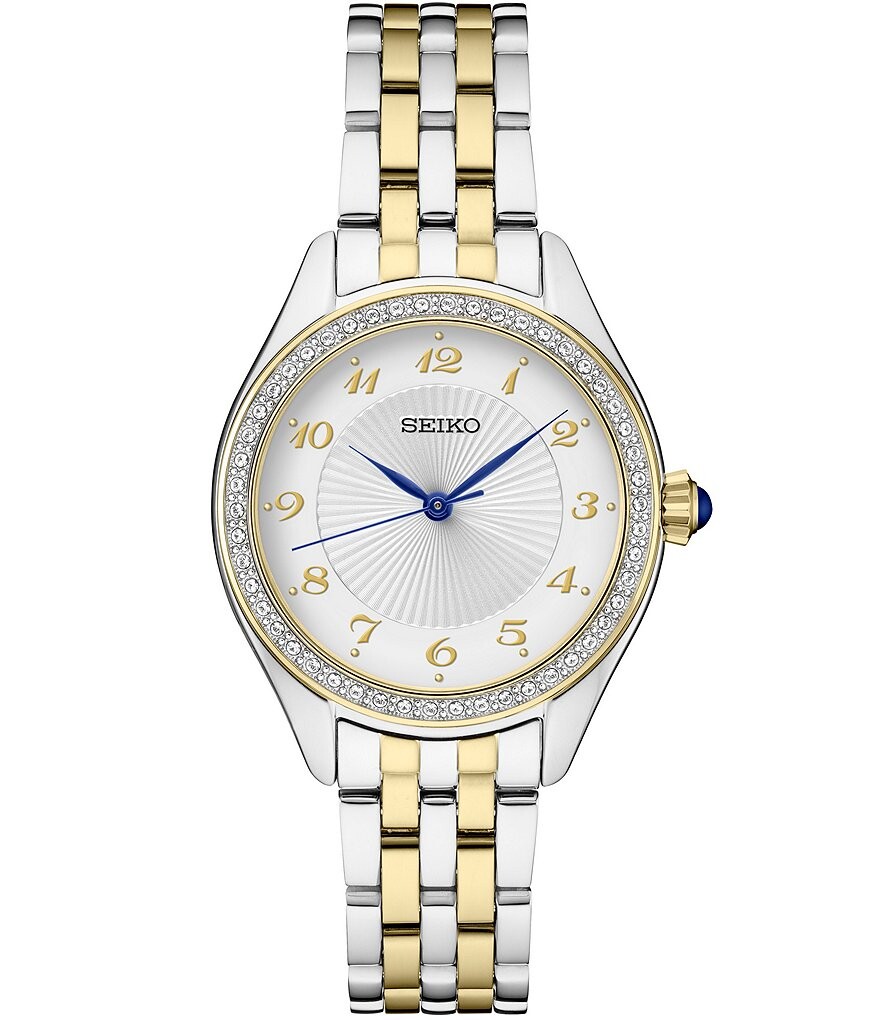 

Женские кварцевые аналоговые двухцветные часы-браслет Seiko Crystal Collection, мультиколор