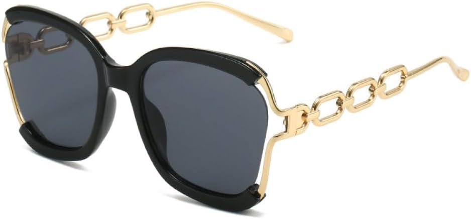 

Солнцезащитные очки 2027 квадратной формы для женщин, защита от ультрафиолета UV400, ретро-оправа с цепочкой и металлическим каркасом, летние солнцезащитные очки для женщин MTZJH, Black