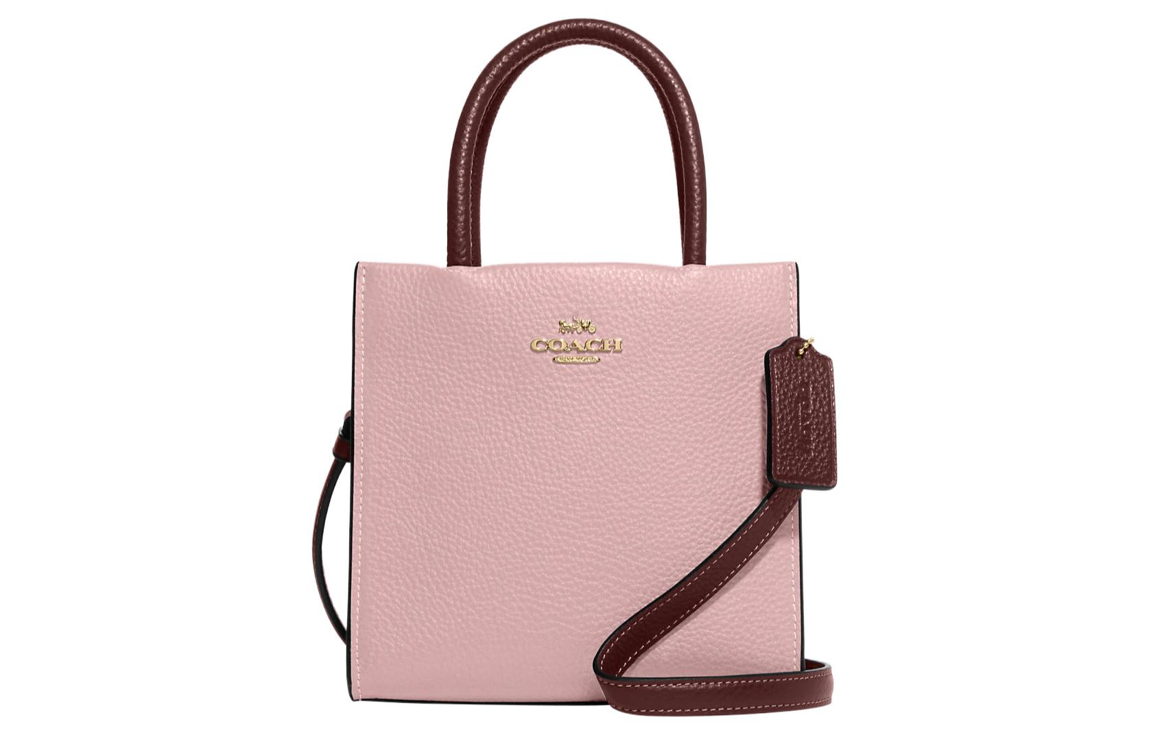 

Cally Высококачественная Женская Мини-Сумка Через Плечо из Гальванизированной Кожи Розовая и Бордовая COACH