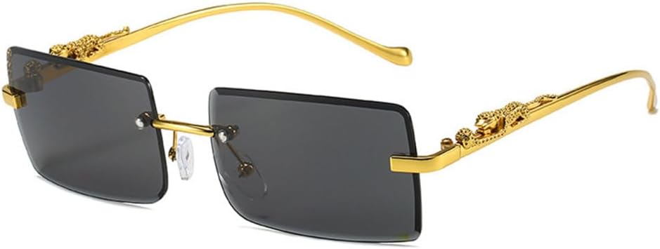 

Солнцезащитные очки без оправы прямоугольной формы для мужчин и женщин, модные солнцезащитные очки без оправы для женщин, леопардовый принт, защита от ультрафиолета UV400 MTZJH, 3