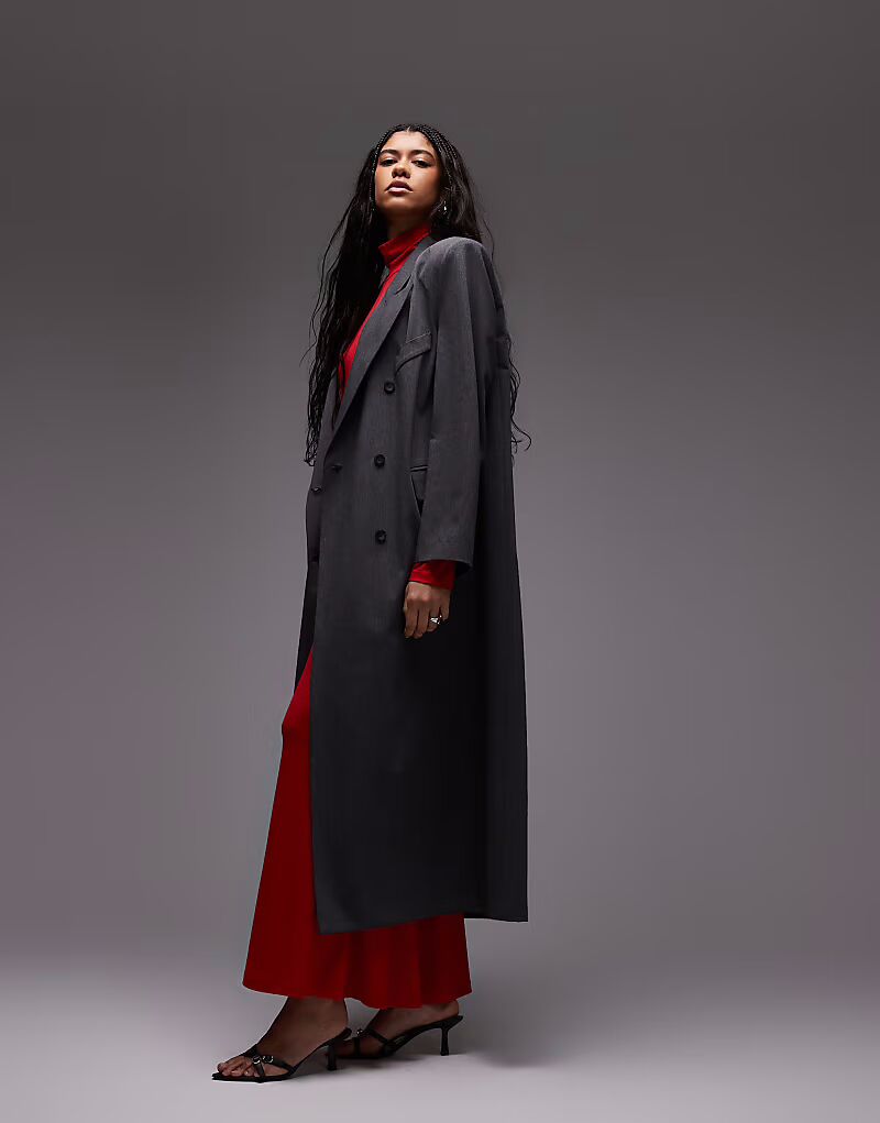 

Длинный пиджак-пылесос ASOS DESIGN серого цвета