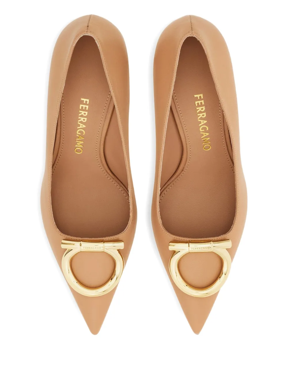 Туфли с заостренным носком и пряжкой Ferragamo, нейтральный — фото 4