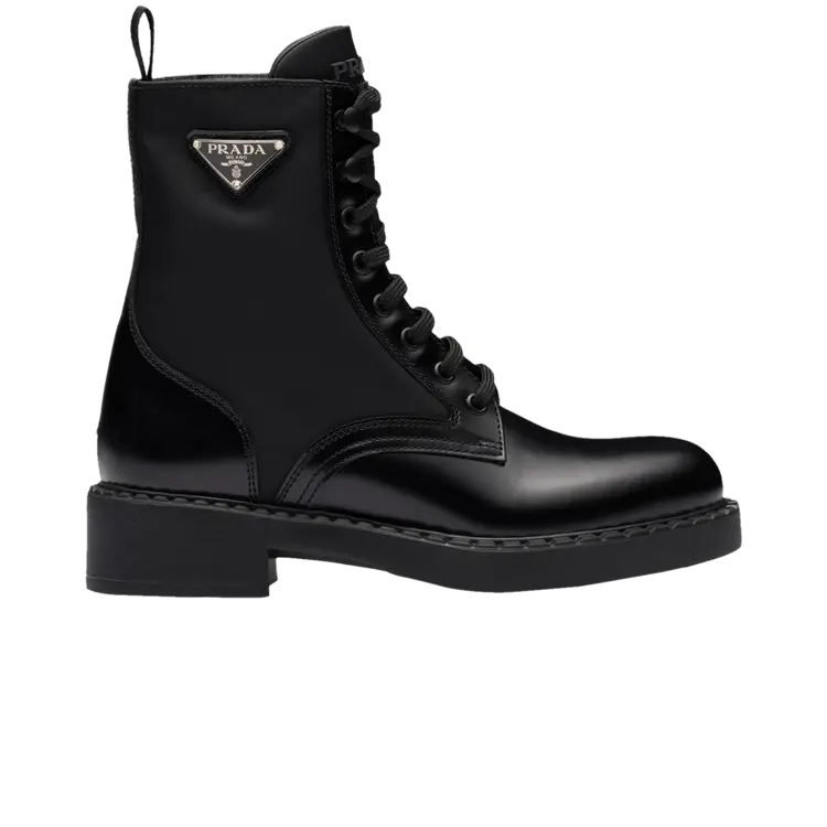 Ботинки Prada Wmns Brushed Leather and Re-Nylon Ankle Boot Black, черный