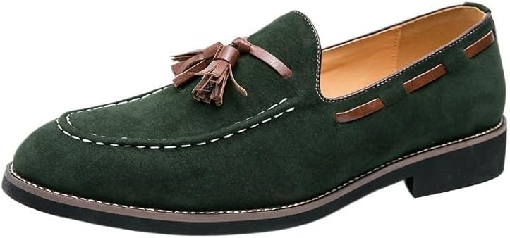 

Мужские классические замшевые лоферы, без шнурков, с нескользящей и износостойкой подошвой, подходят для повседневной носки, вечеринок, вождения и деловых встреч Zestrelax, зеленый