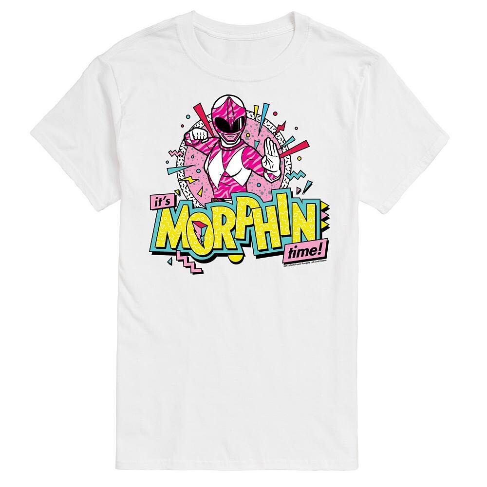 

Мужская розовая футболка с рисунком Power Rangers Morphin Time Licensed Character, белый