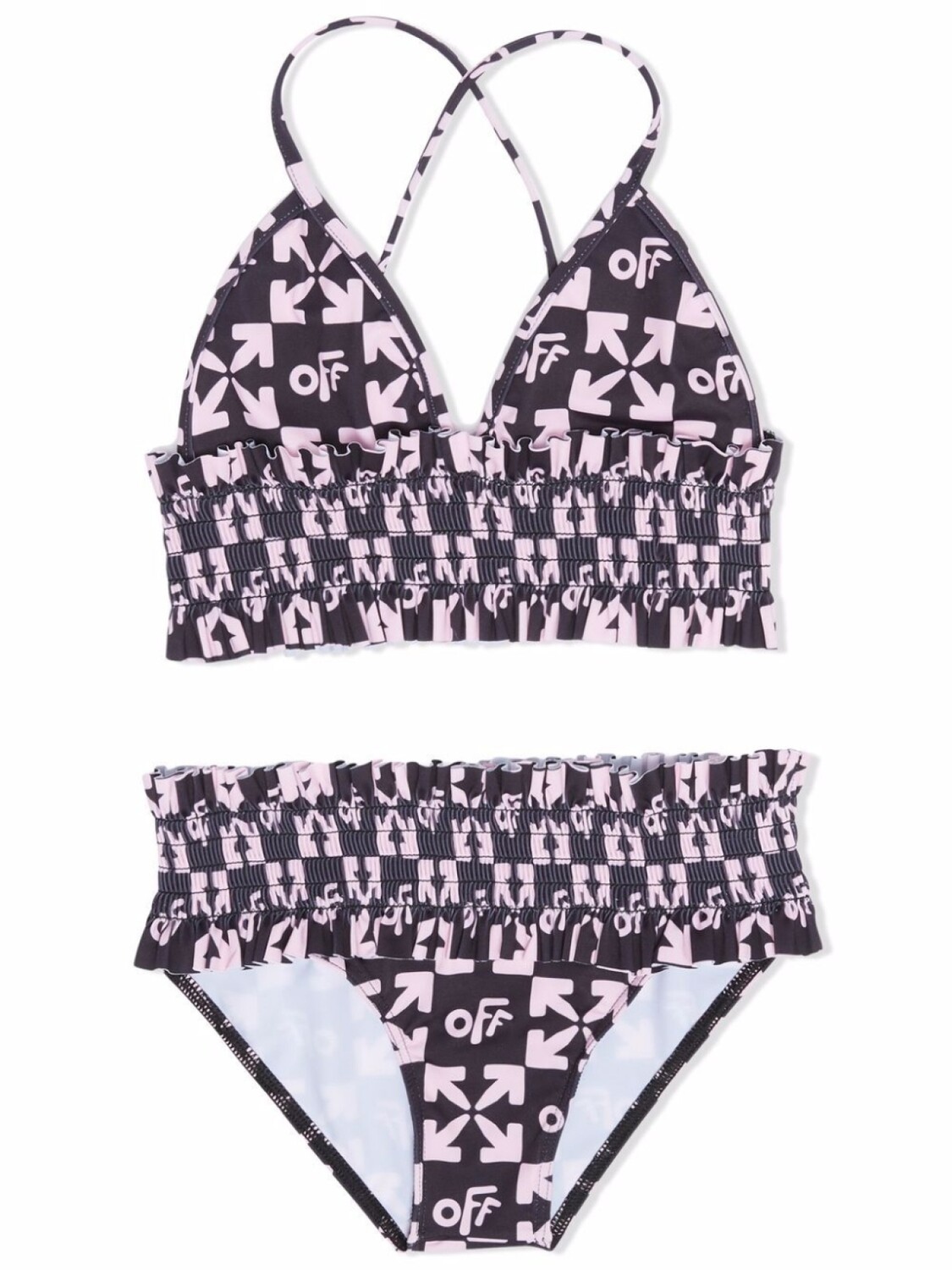 

Off-White Kids присборенное бикини с монограммой, черный