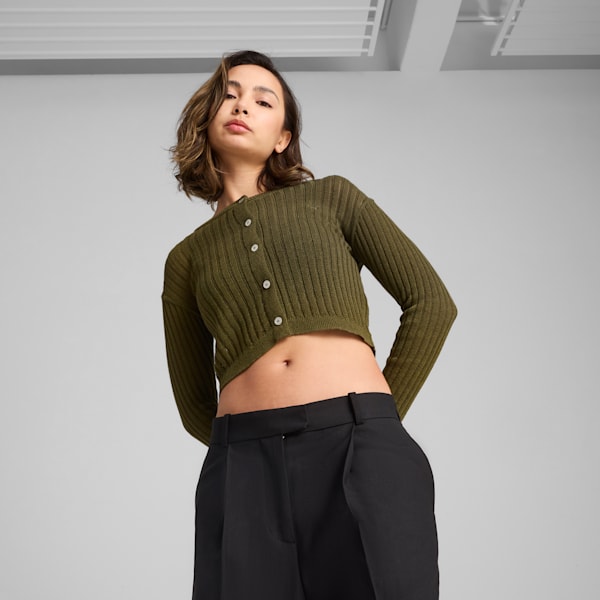 

Женский кардиган с пуговицами спереди Yona Puma, зеленый