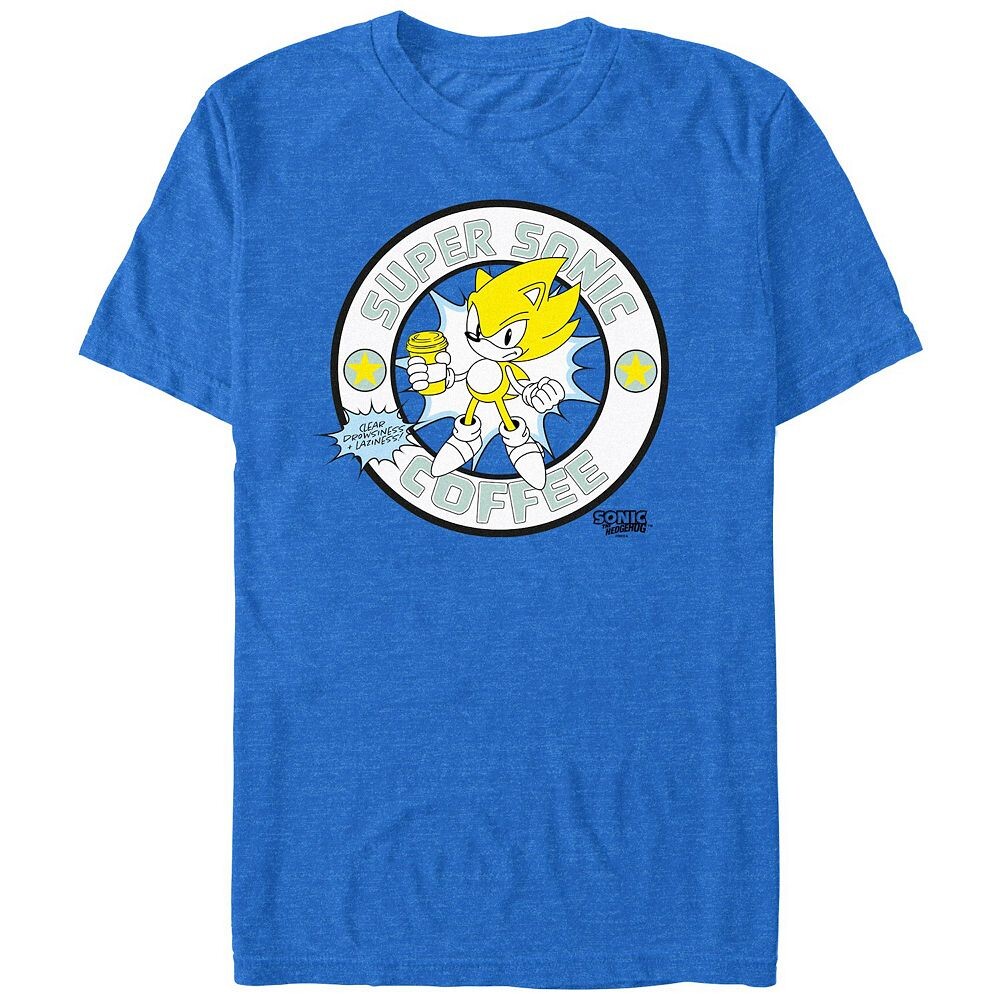 

Мужская футболка с графическим рисунком Sonic The Hedgehog Super Sonic Coffee Licensed Character, цвет Royal Heather