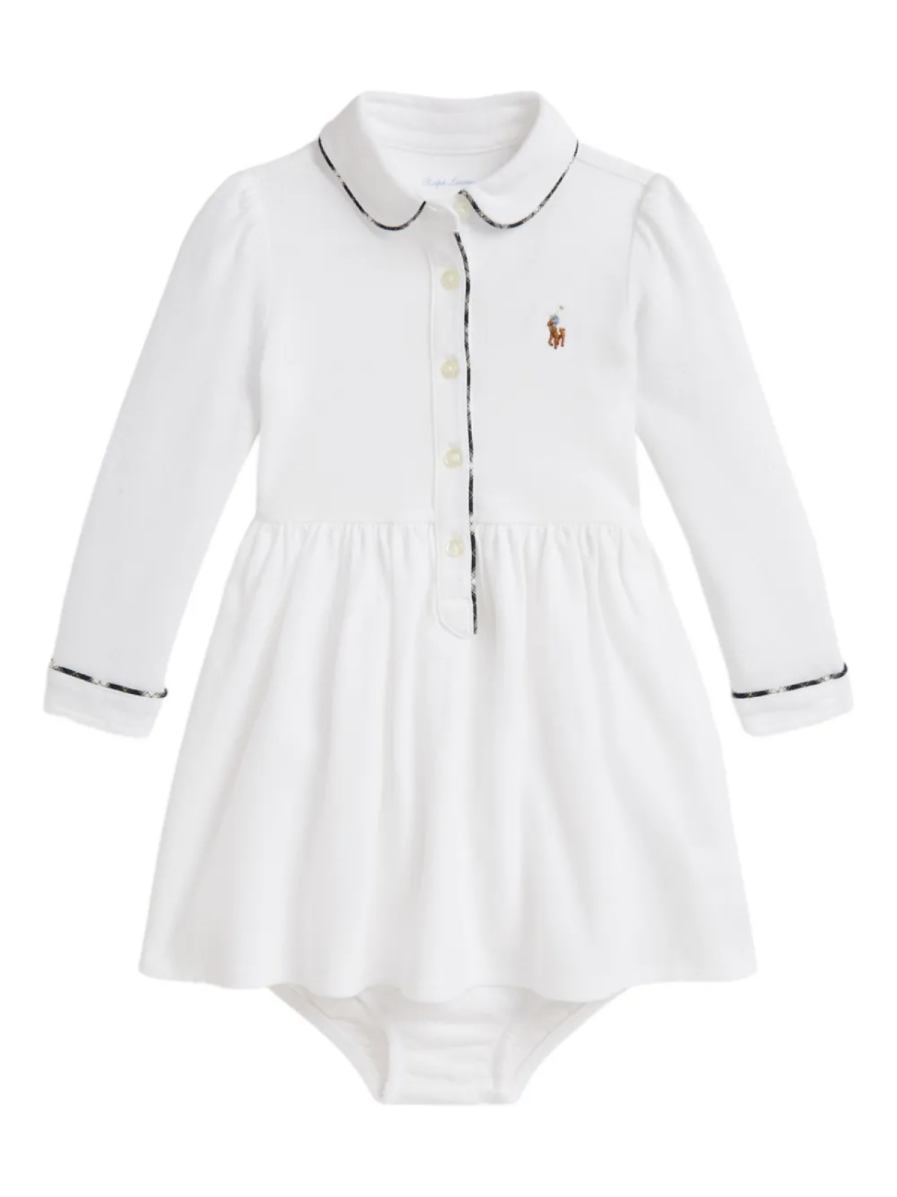 

POLO RALPH LAUREN KIDS платье с длинными рукавами и воротником, белый