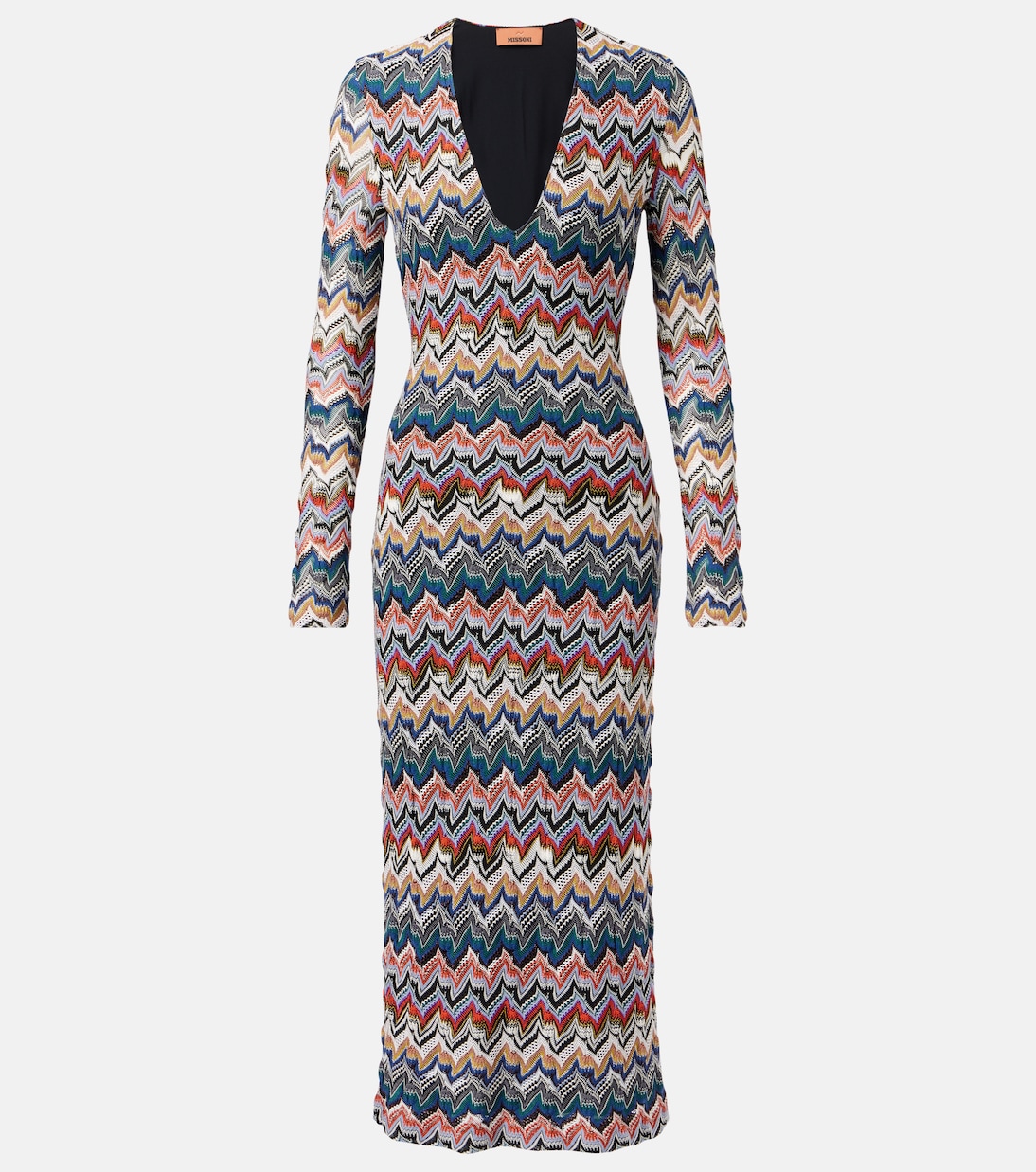 

Зигзагообразное платье миди из ламе Missoni, Multicolor tones