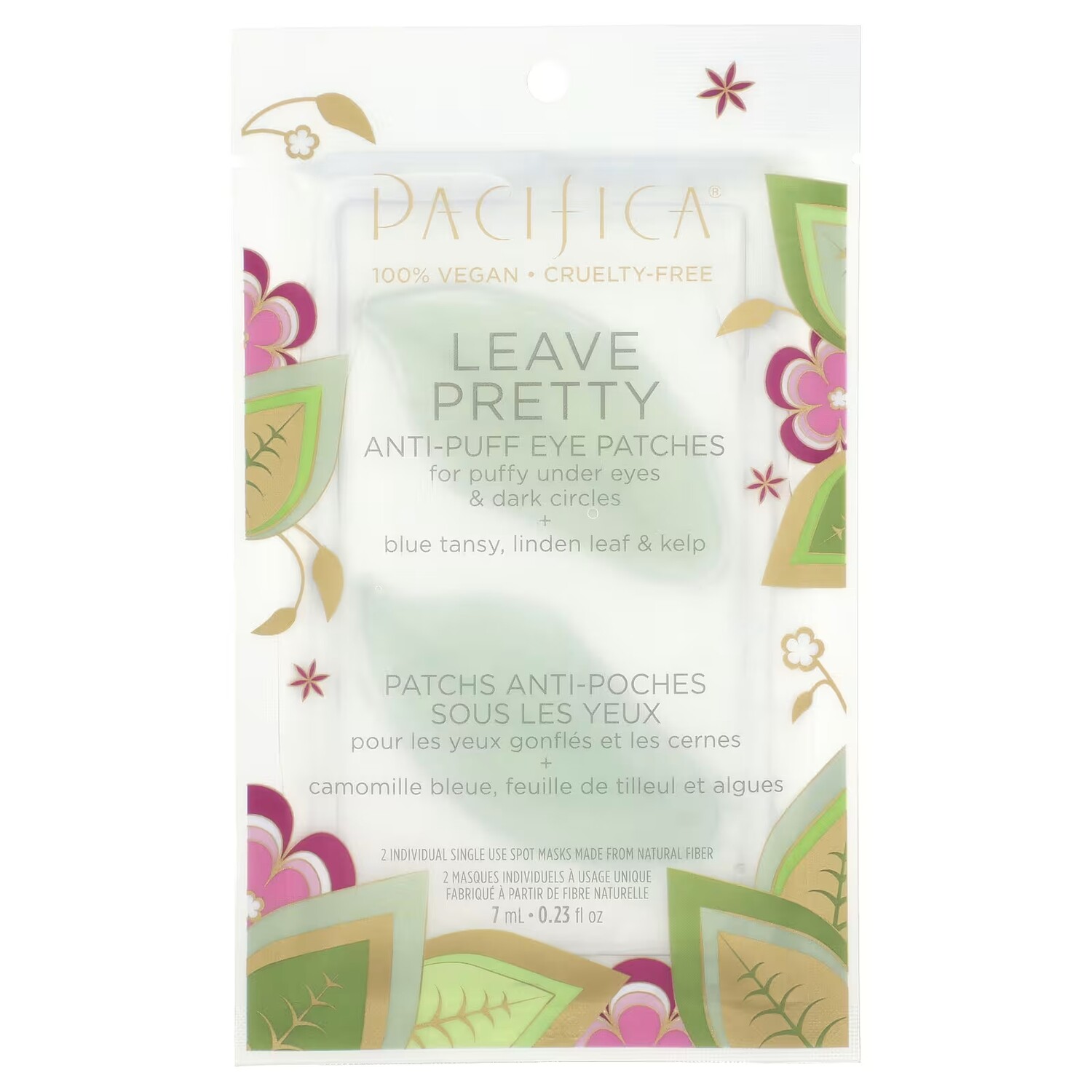 

Pacifica Leave Pretty Anti-Puff Eye Patches 2 Точечная маска, 0,23 жидк. унции (7 мл)