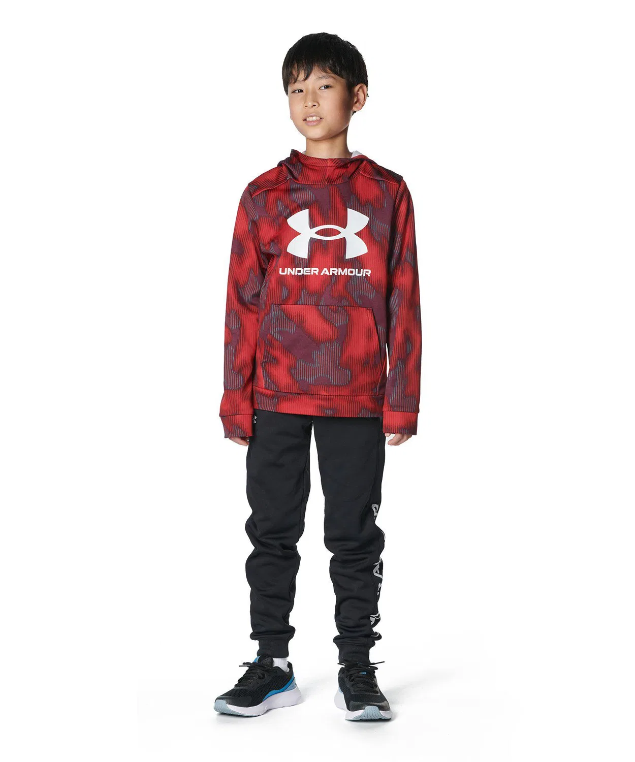 Толстовка флисовая с принтом и логотипом Under Armour для детей, красная — фото 3