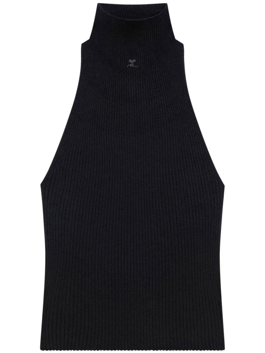 

Ребристый топ Courrèges, черный