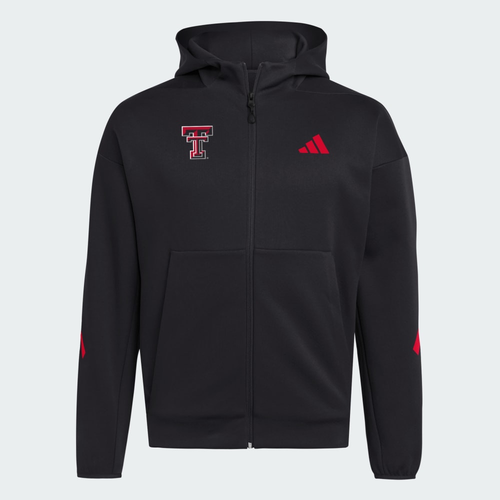 

Худи Adidas Texas Tech Red Raiders Full Zip Player Travel ZNE Hoodie, цвет Black/Team Power Red/Team Power Red