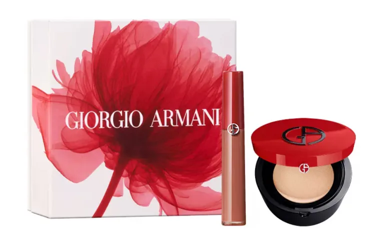 GIORGIO ARMANI Набор косметики Redtube для женщин, Red Tube Liquid Lipstick #214+Leather-Textured Cushion Foundation #2 for Fair-Skinned Skin — фото 4