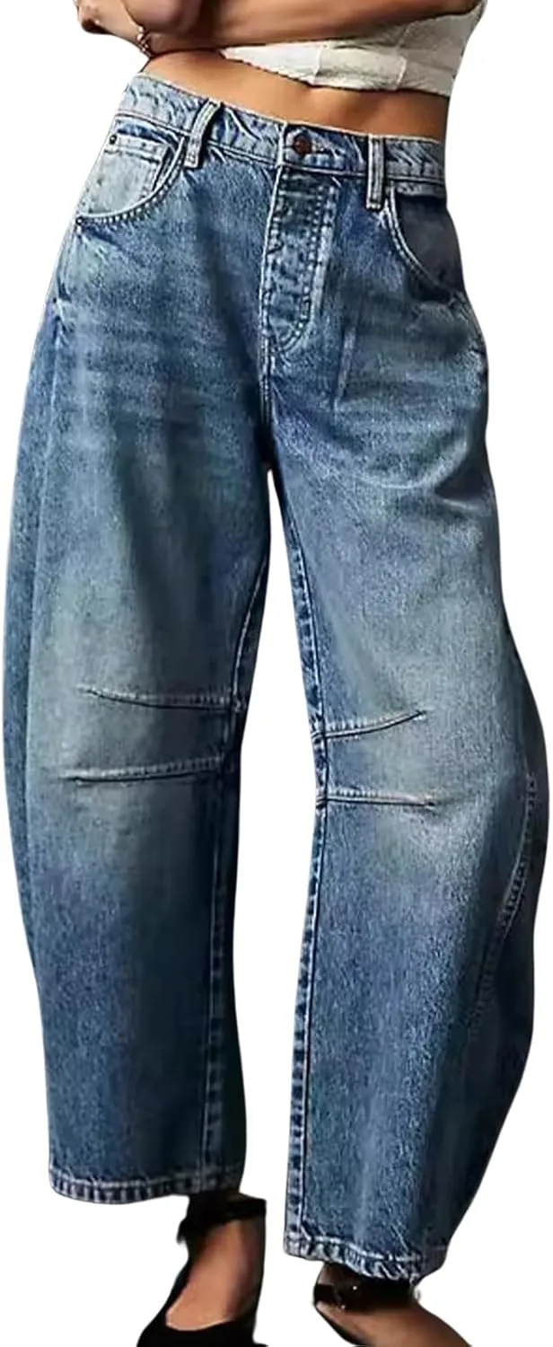 

Женские джинсы barrel vintage широкие mid rise Leyoutx