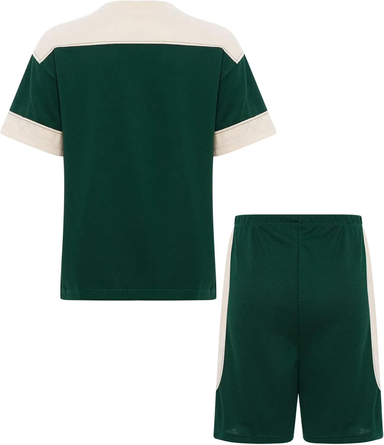 Детский спортивный костюм Color Block Aiihoo, футболка и шорты, Green — фото 4