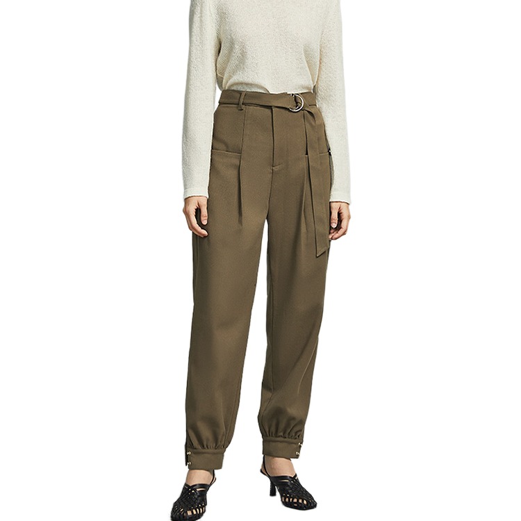 

ELLE Повседневные брюки женские Khaki Moderate Cuffed