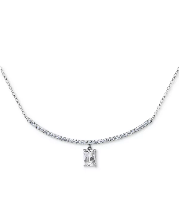 

Ожерелье с кулоном в форме багета с кубическим цирконием, изогнутой планкой, 16 дюймов + удлинитель 2 дюйма Giani Bernini, silver