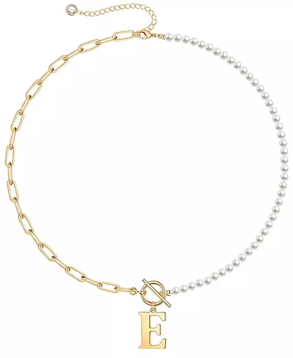 

Ожерелье-Цепочка с застежкой-тогл, позолоченное 14 карат, с имитацией жемчуга Rachel Glauber, e