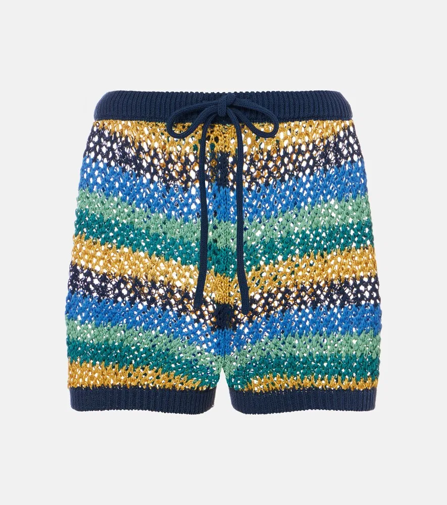 Вязаные полосатые шорты из хлопковой смеси Etro, мультиколор
