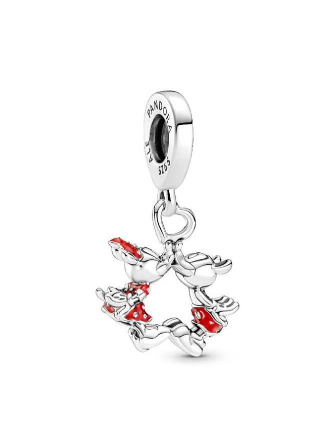 

Шарм Pandora Disney Mickey Mouse & Minnie Mouse Kissing Dangle Charm, стерлинговое серебро