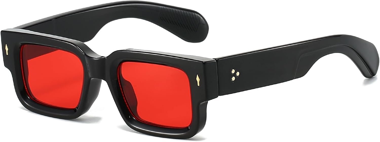 

Солнцезащитные очки EYLRIM в толстой квадратной оправе для женщин и мужчин, массивные прямоугольные солнцезащитные очки черного цвета с защитой от УФ-излучения UV400, 011 Black/Red