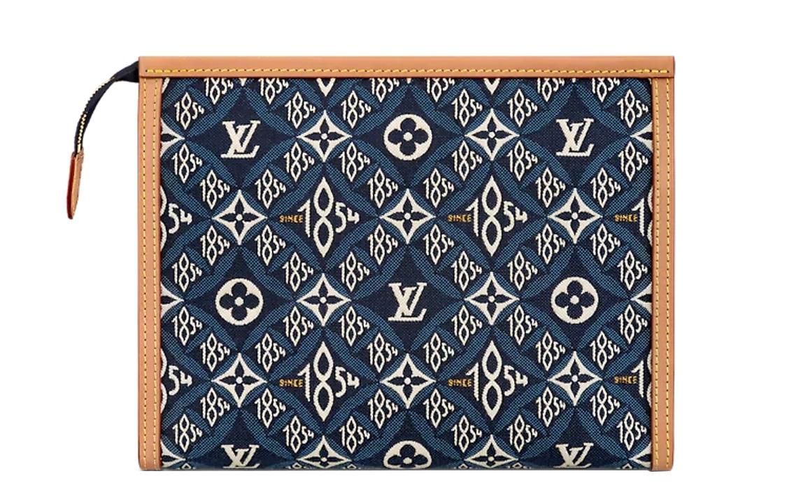 

LOUIS VUITTON Натуральная кожаная сумка для туалетных принадлежностей клатч мужская синяя