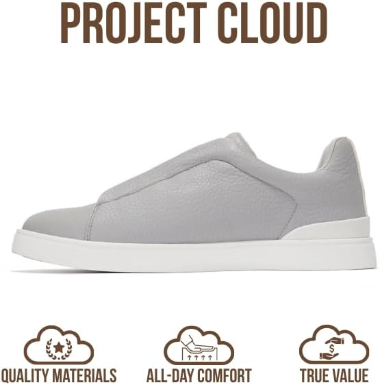 Мужские кроссовки Project Cloud с стелькой из настоящей кожи и памяти формы - легкие и противоскользящие кроссовки для мужчин, повседневные кроссовки без шнурков (Hudson), серый — фото 3