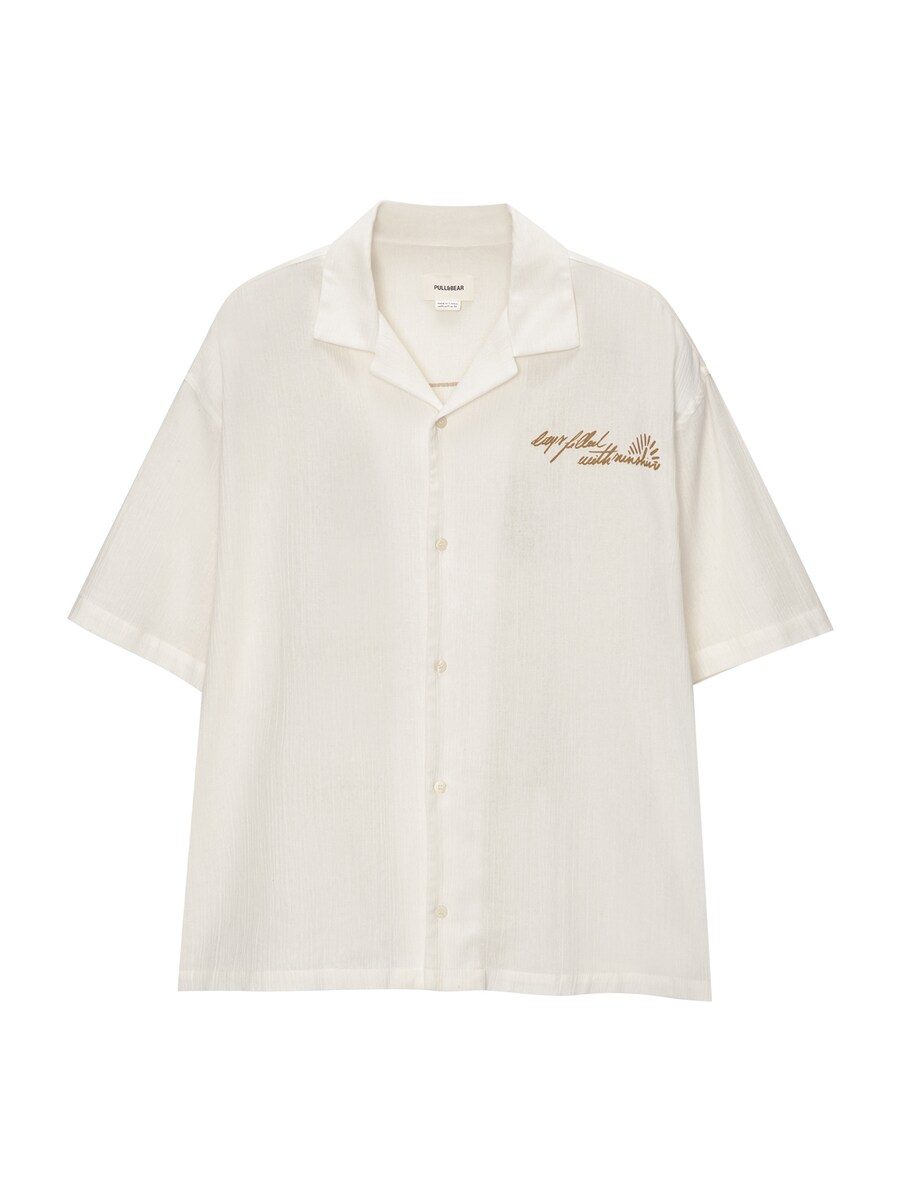 

Повседневная рубашка Pull&Bear Comfort fit Button Up Shirt, белый