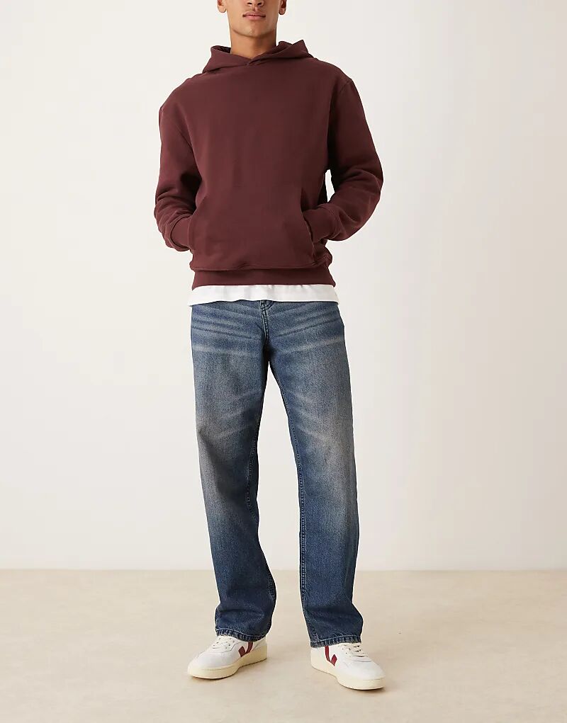 

Джинсы-мешковатые ASOS DESIGN темно-синего цвета с потертостями