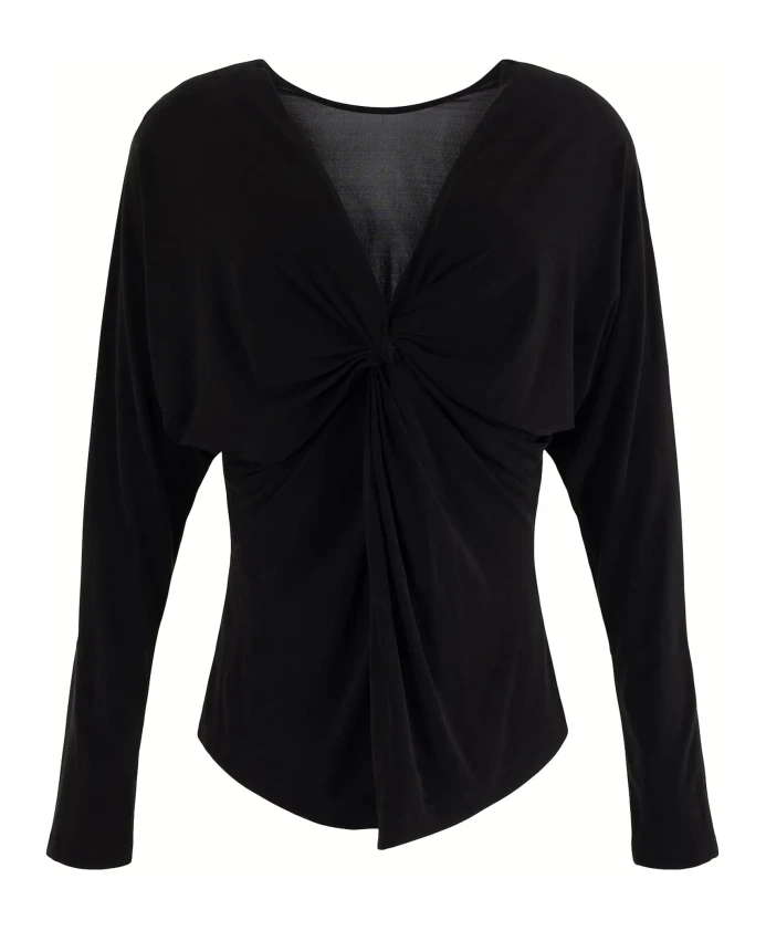

Черная трикотажная блузка с V-образным вырезом Semicouture, черный