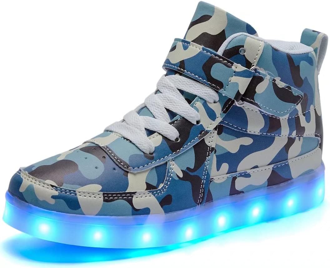 

Детские светящиеся кроссовки с USB-зарядкой, мигающие LED кеды на высокой подошве для танцев, унисекс, для мальчиков и девочек Sufuinu, синий