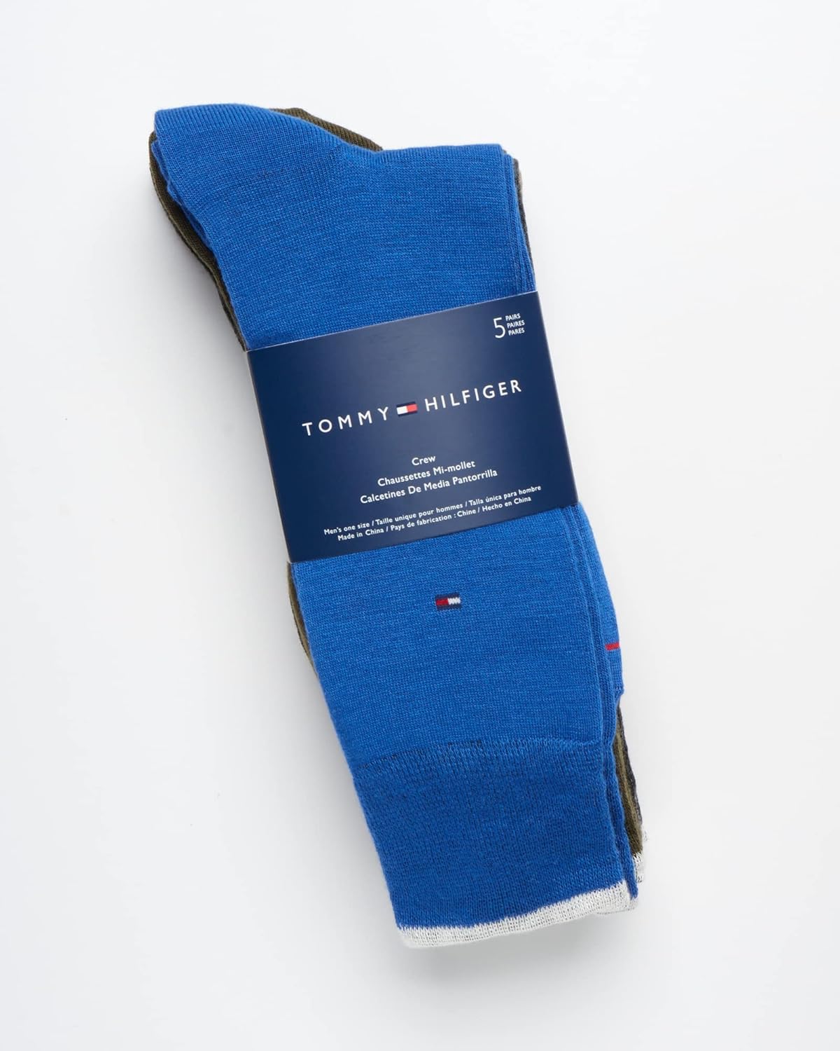 Мужские носки Tommy Hilfiger под повседневную одежду - 5 пар легких, комфортных, с узором, носков для мужчин - длинные рабочие носки (размер 7-12), Blue Assorted — фото 2