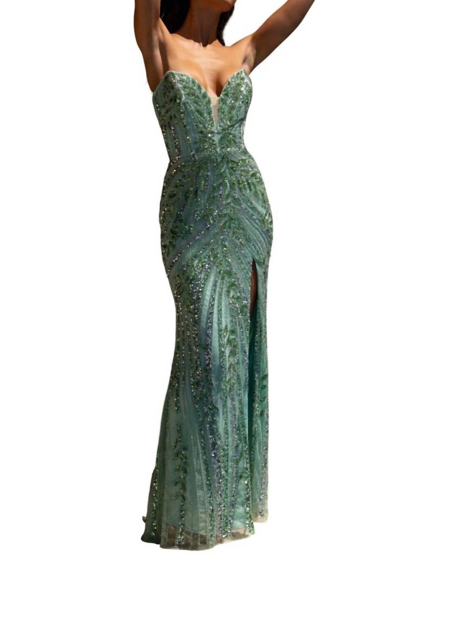 

Облегающее платье с высоким разрезом в мятном цвете Primavera