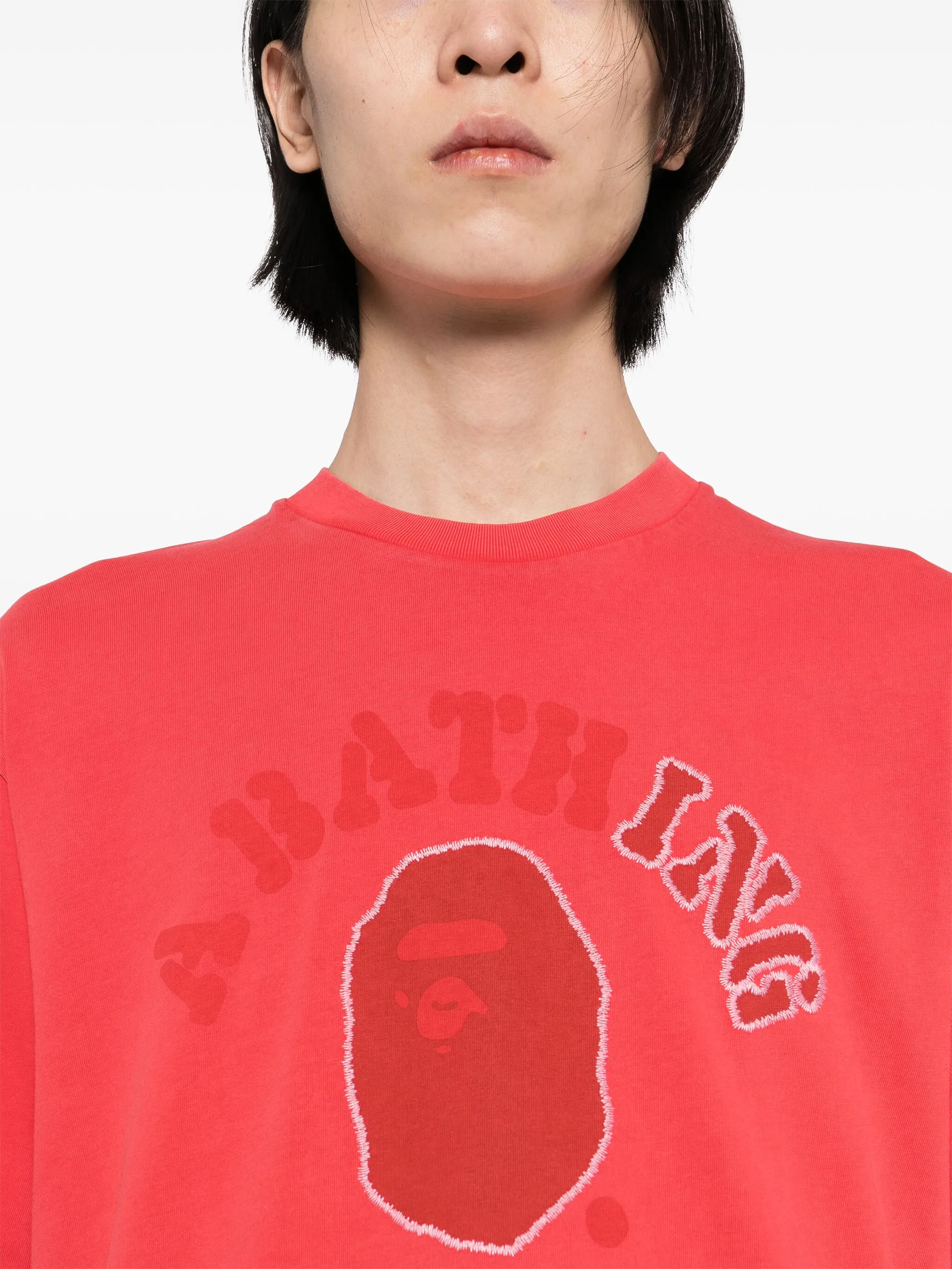 Футболка College свободного кроя A Bathing Ape, красный — фото 4