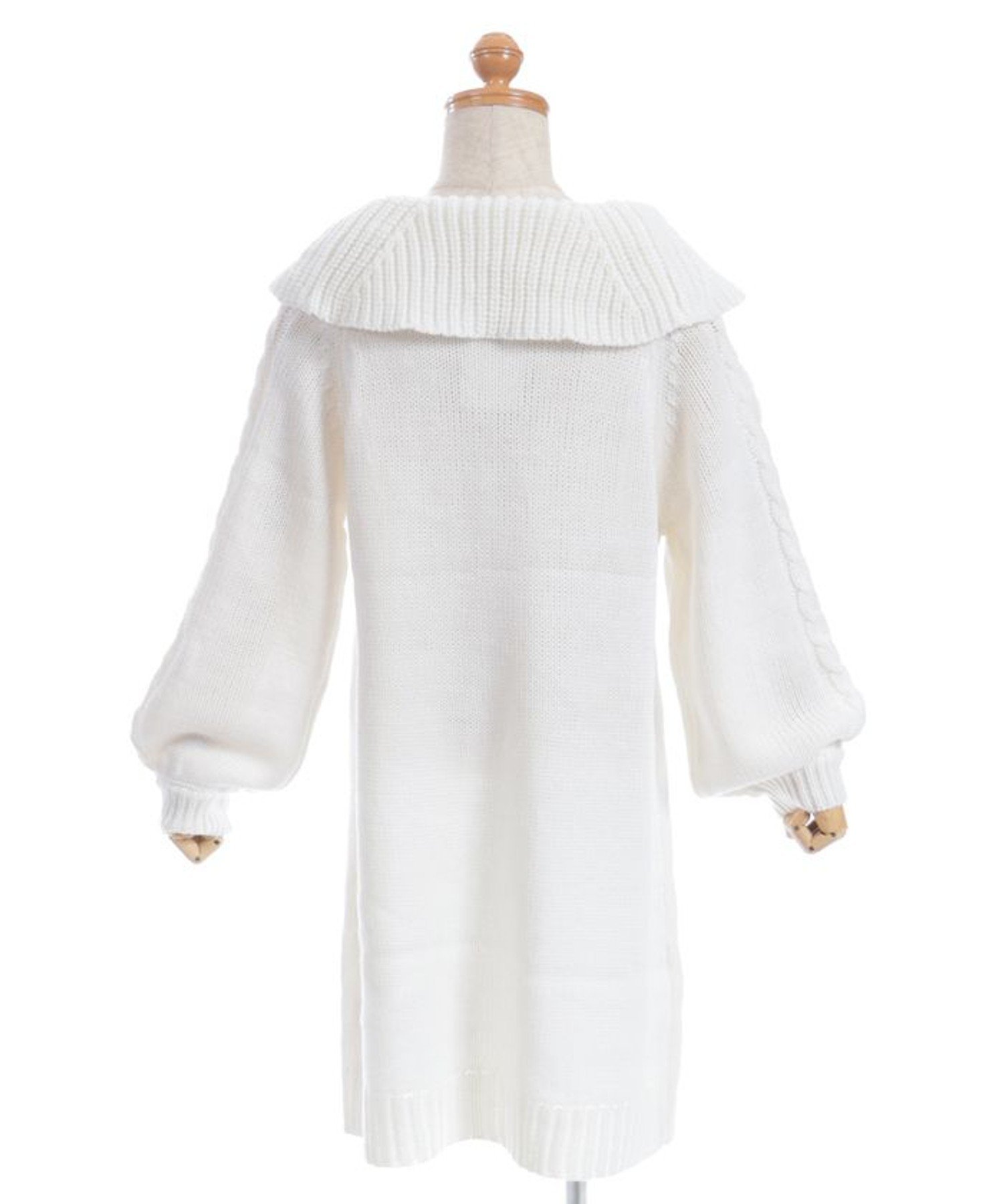 Платье-туника из вязки с двойной лентой Axes femme kids, Off-white — фото 4