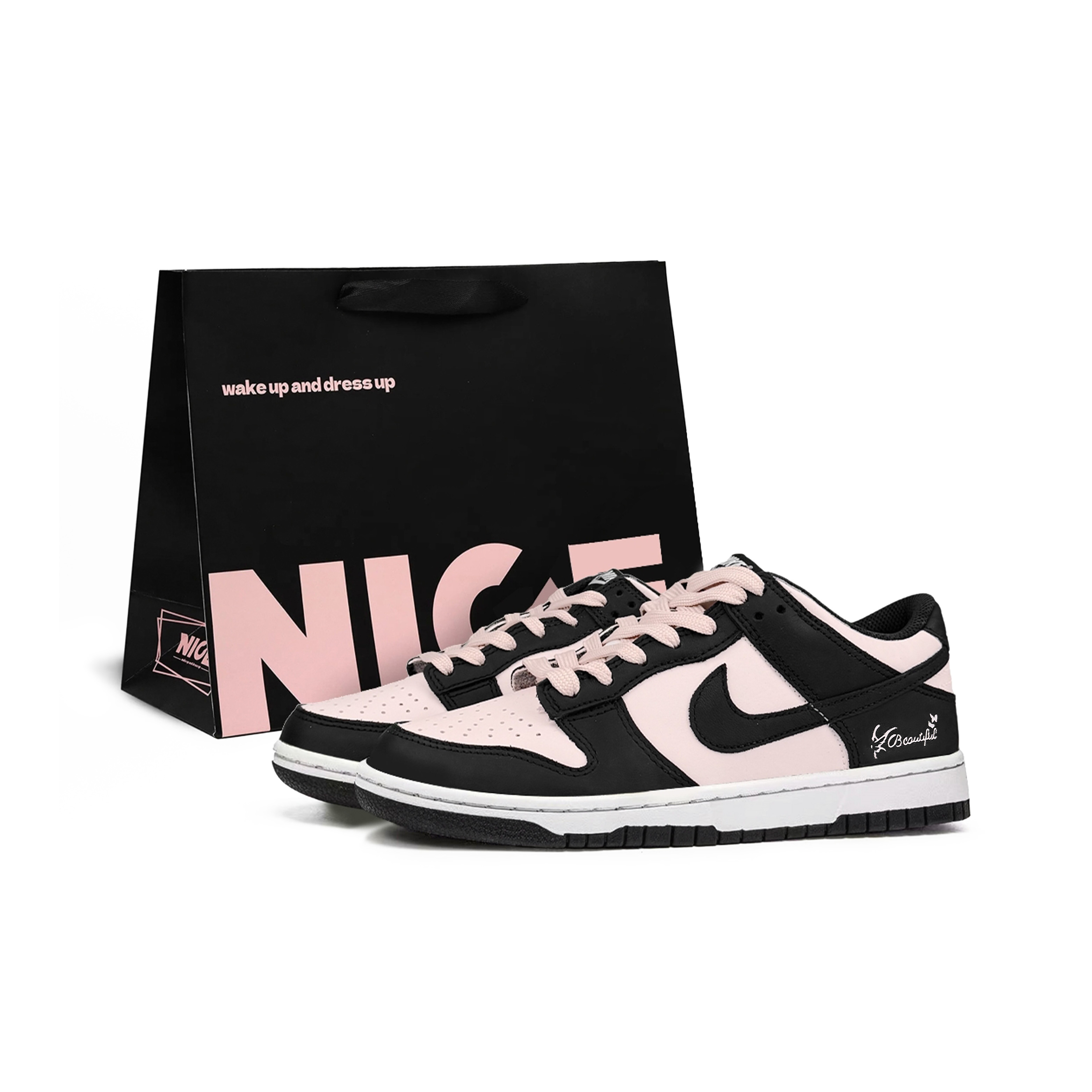 

Nike Непромокаемые легкие нескользящие кроссовки low top для подростков, черные и розовые