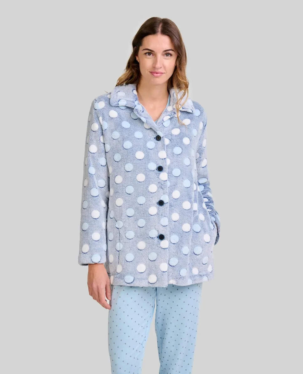 

Женский короткий халат в горошек Lohe, небесно-голубой