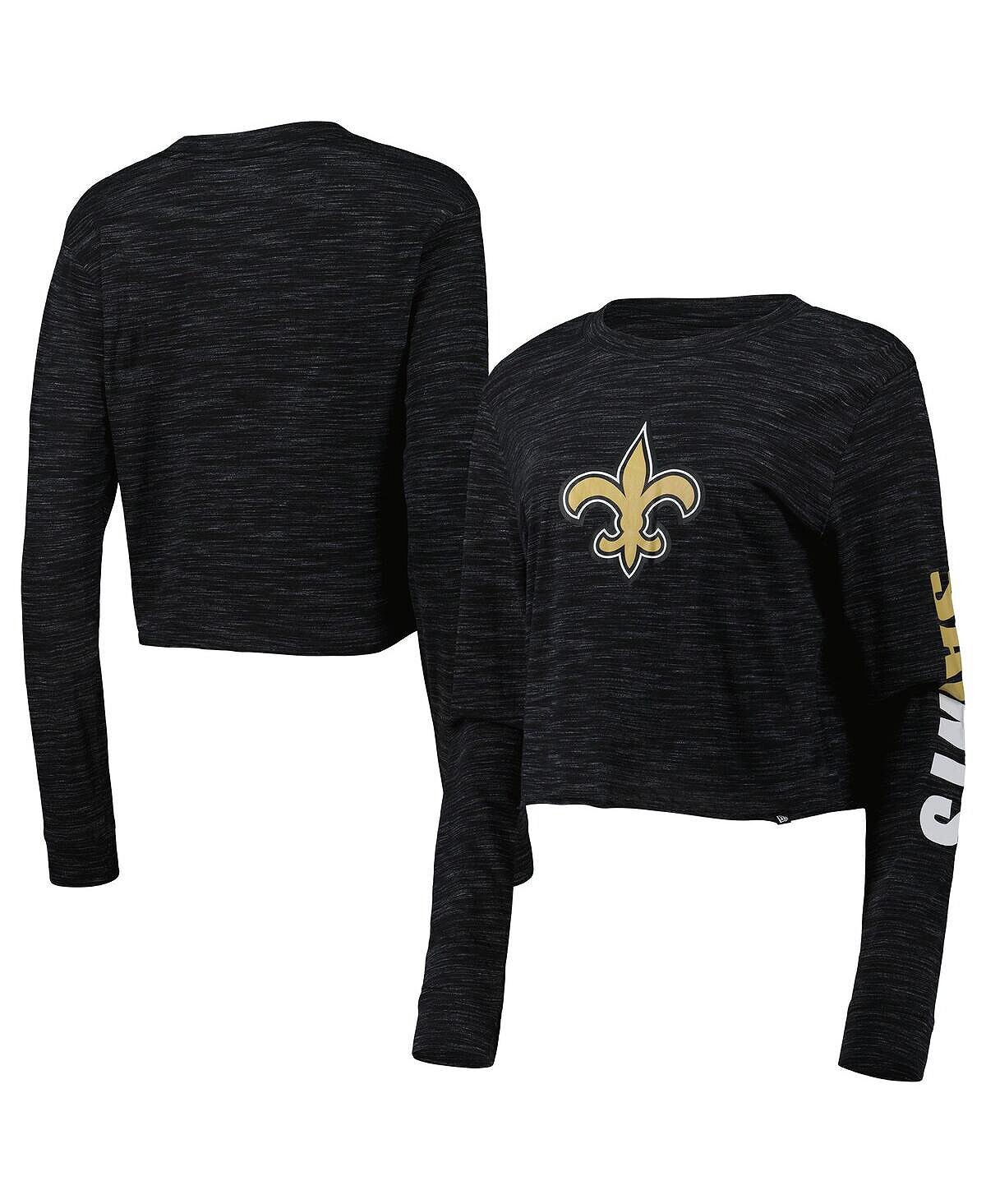 

Женская черная укороченная футболка с длинным рукавом New Orleans Saints New Era, черный